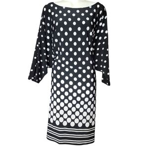 MSK Black and White Polka Dot 3/4 Sleeve Dress